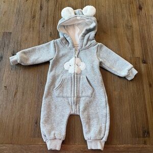 3/20$ Baby Grey One Piece with Bear Ears size Newborn